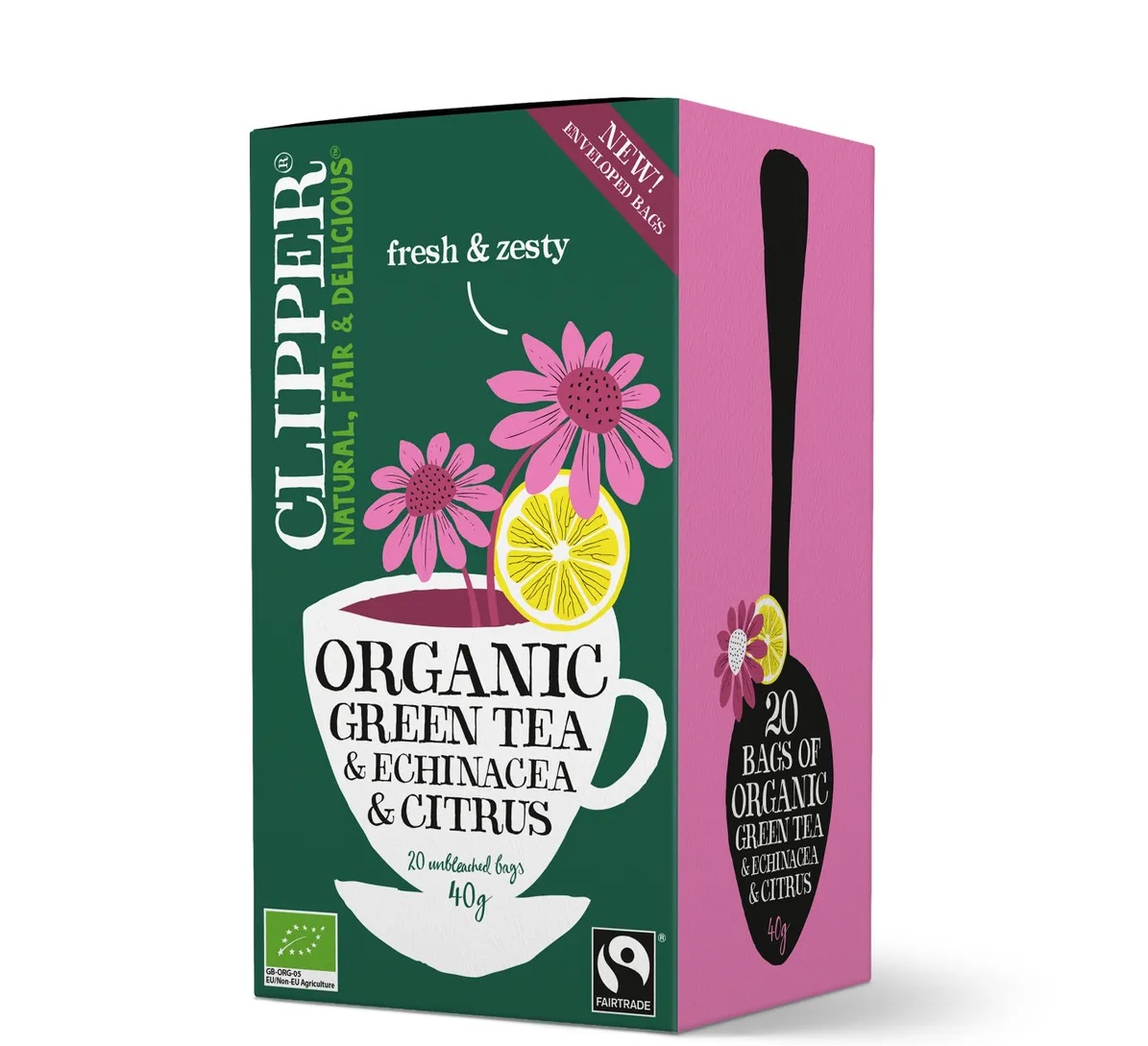 картинка Чай зелёный с ароматом цитрусовых и эхинацеей, пакетированный от интернет-магазина BIEN Organic
