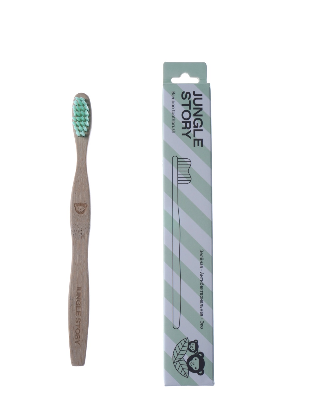картинка Щётка зубная из бамбука "Green", мягкие щетинки от интернет-магазина BIEN Organic