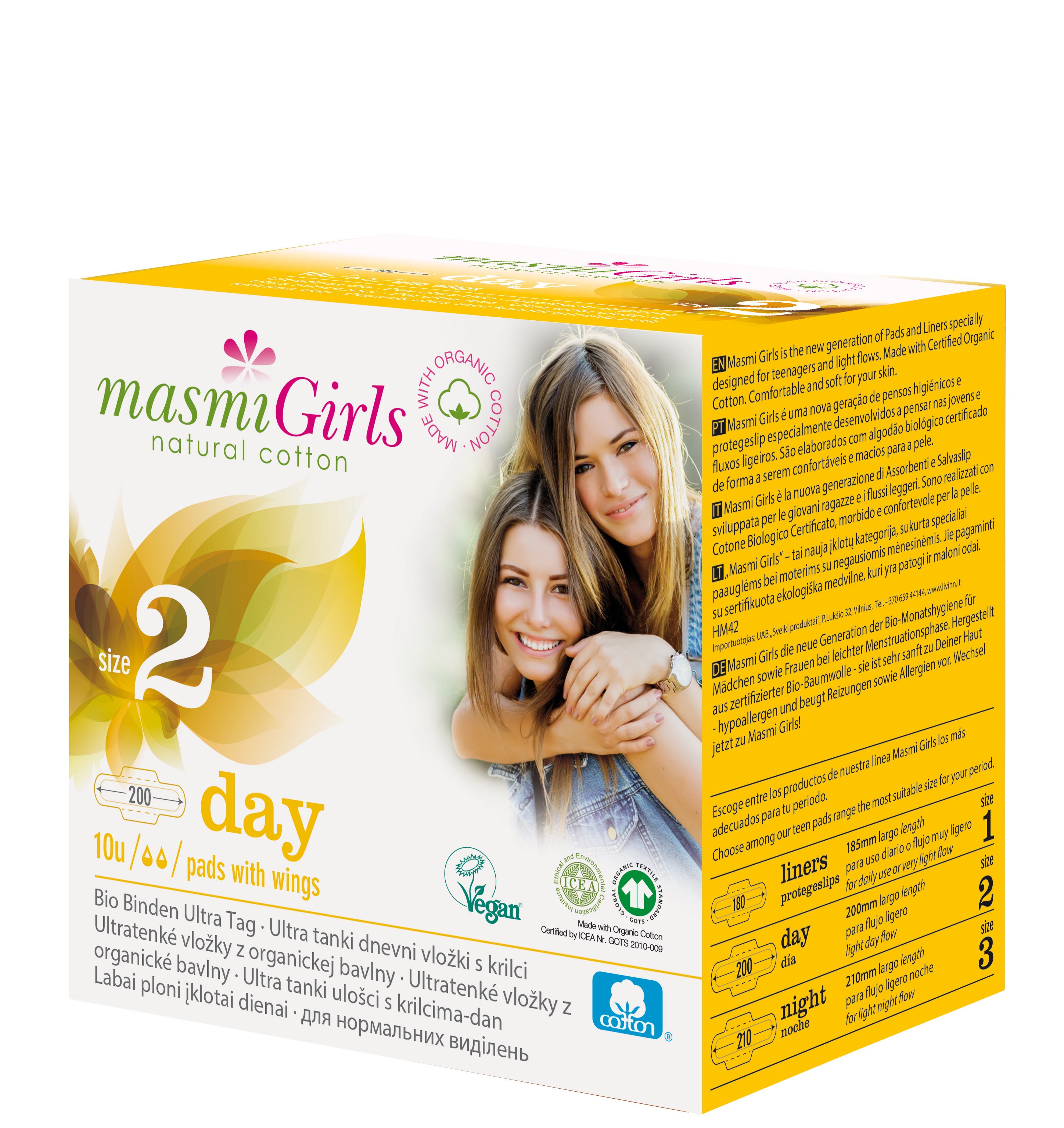 картинка Прокладки гигиенические "Girls", с крылышками, для девочек-подростков (M) от интернет-магазина BIEN Organic