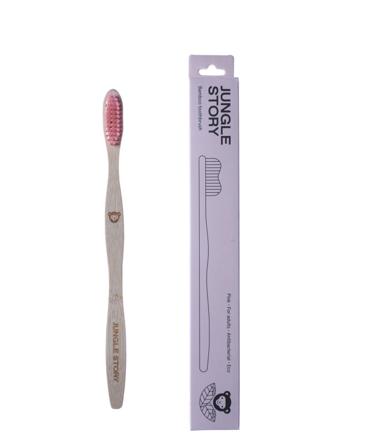 картинка Щётка зубная из бамбука "Pink", средней жёсткости от интернет-магазина BIEN Organic