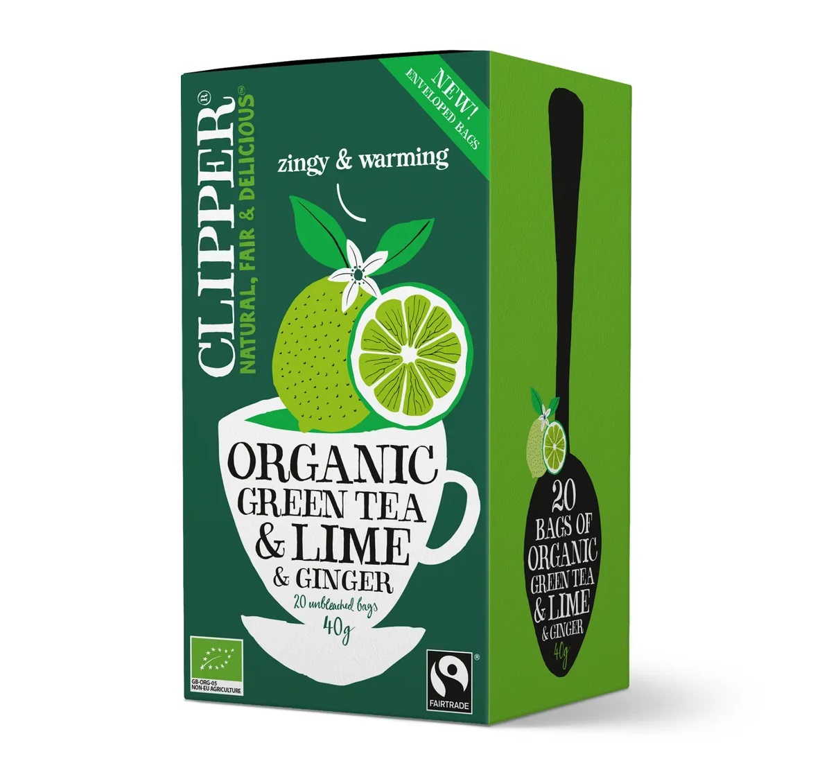 картинка Чай зелёный, с ароматом лайма и имбиря, пакетированный от интернет-магазина BIEN Organic