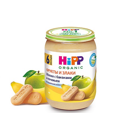 картинка Пюре фруктовое "Яблоко&Банан" с печеньем от интернет-магазина BIEN Organic