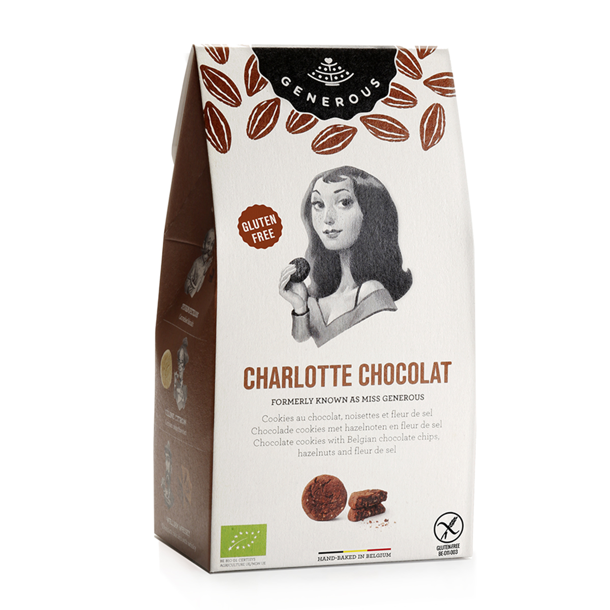 картинка Печенье "Charlotte Chocolat", с кусочками бельгийского шоколада, фундуком и солью от интернет-магазина BIEN Organic