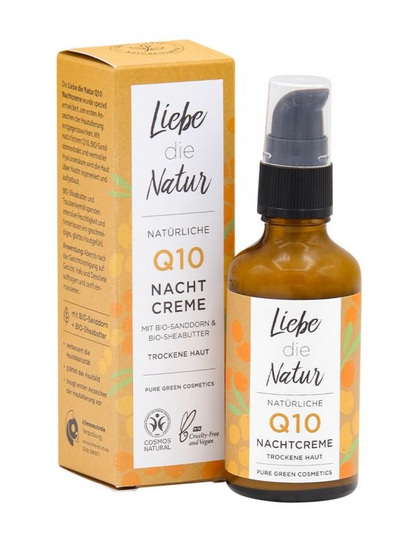 картинка Крем ночной "Q10", для лица, с облепихой и гиалуроновой кислотой от интернет-магазина BIEN Organic