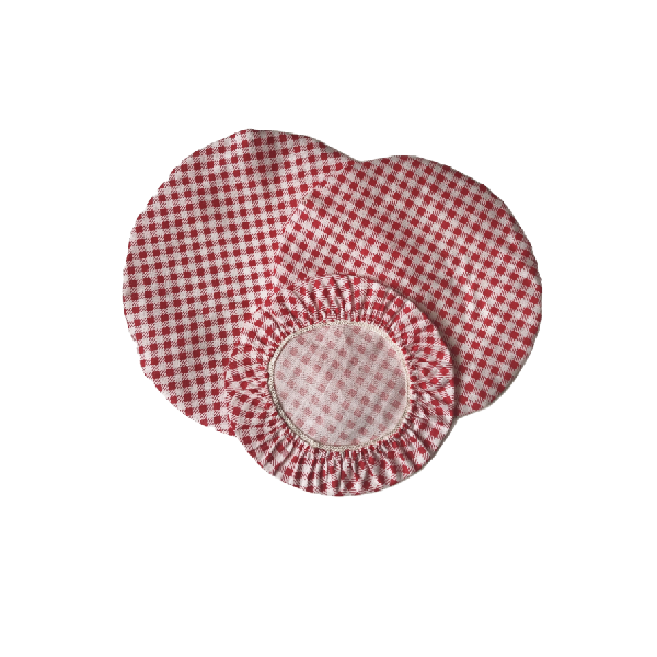 картинка Набор крышек из хлопка, для посуды красная клетка от интернет-магазина BIEN Organic