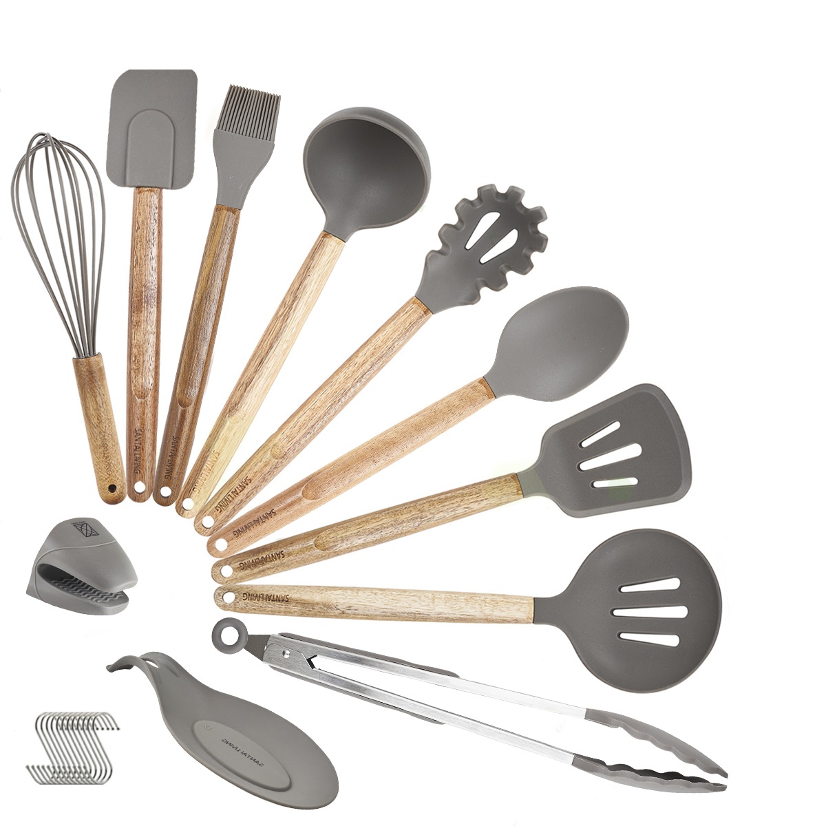 картинка Набор кухонных принадлежностей, из дерева и силикона от интернет-магазина BIEN Organic